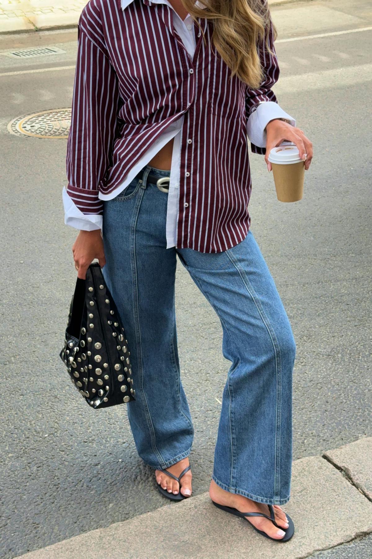 Wide front seam jeans
