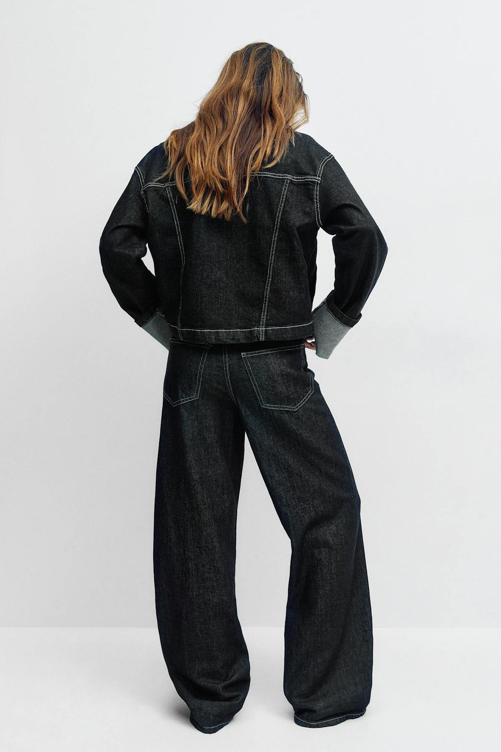 Wide front seam jeans