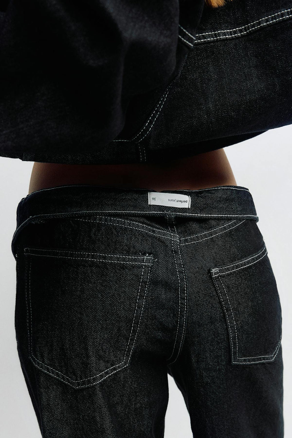 Wide front seam jeans