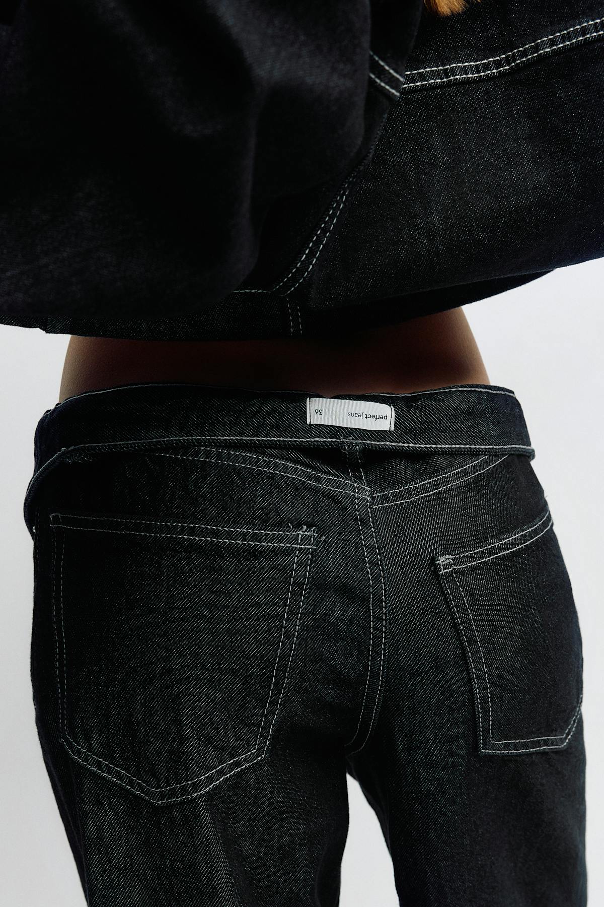 Wide front seam jeans