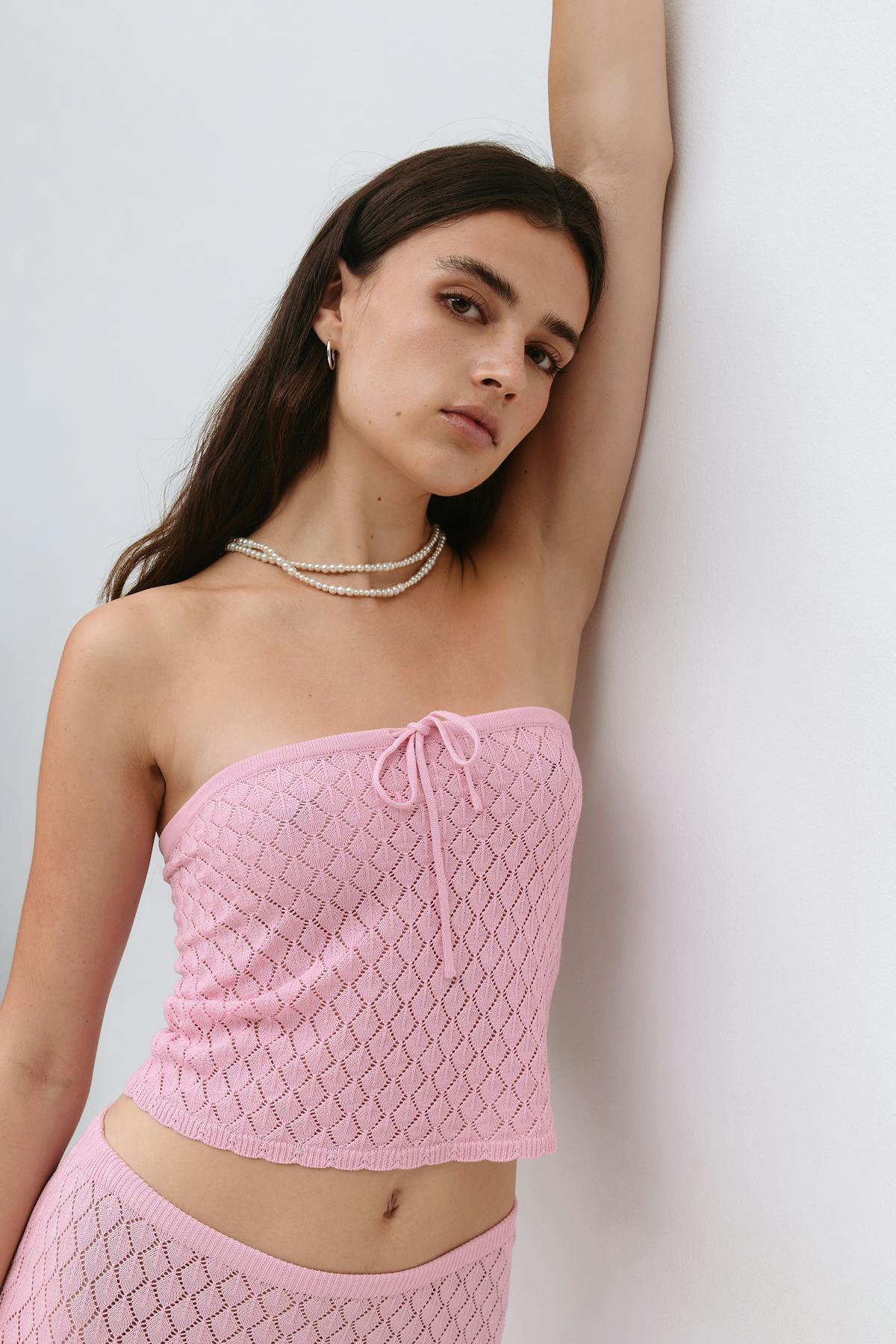 Knitted crochet tube top