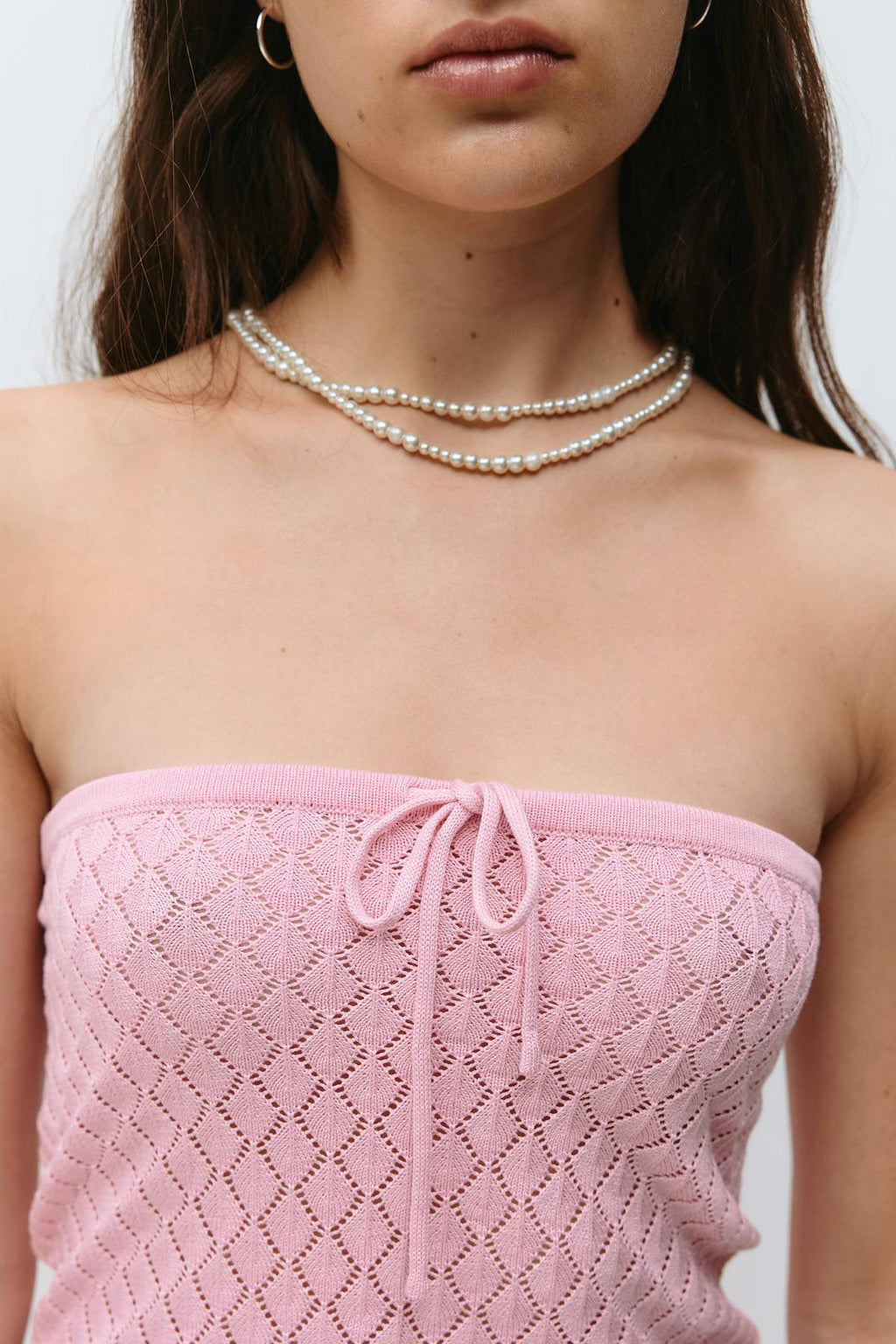 Knitted crochet tube top