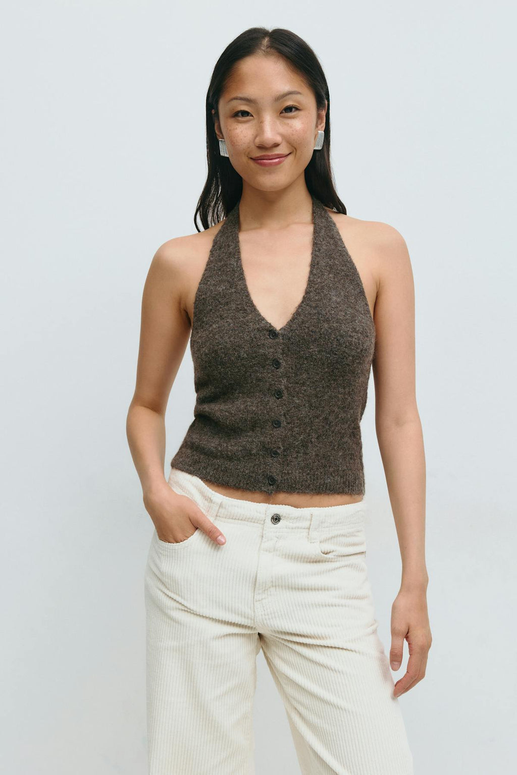 Knitted halterneck vest