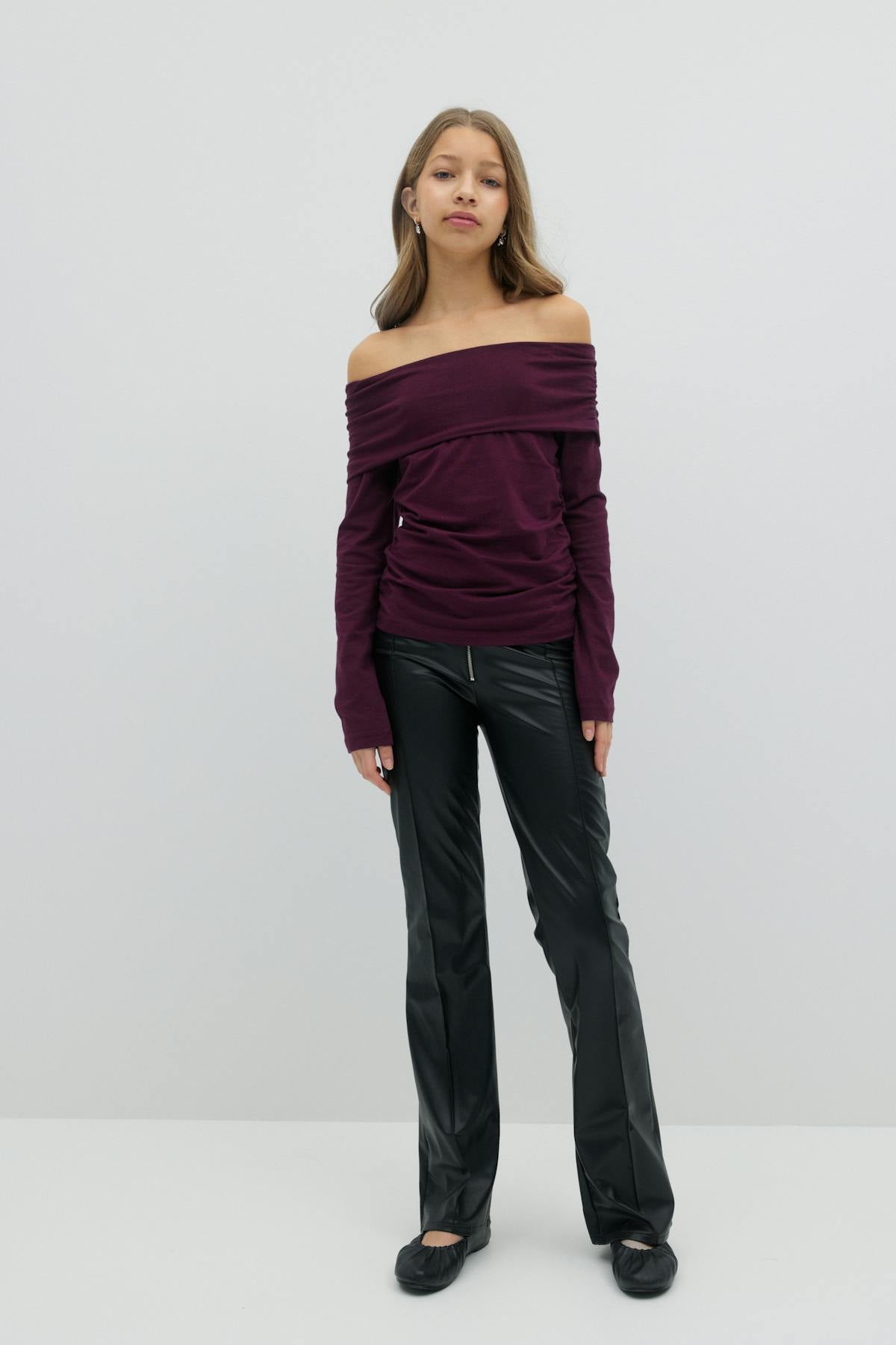 Y bootcut pu trousers