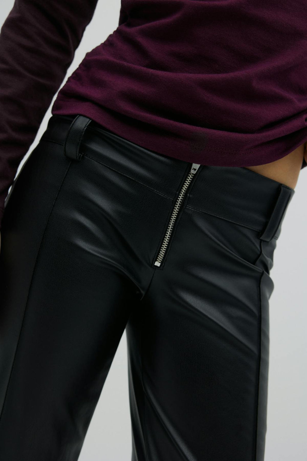 Y bootcut pu trousers
