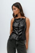Buttoned pu top