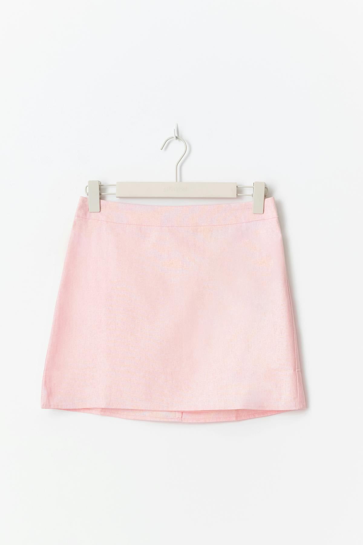 Linen blend mini skirt