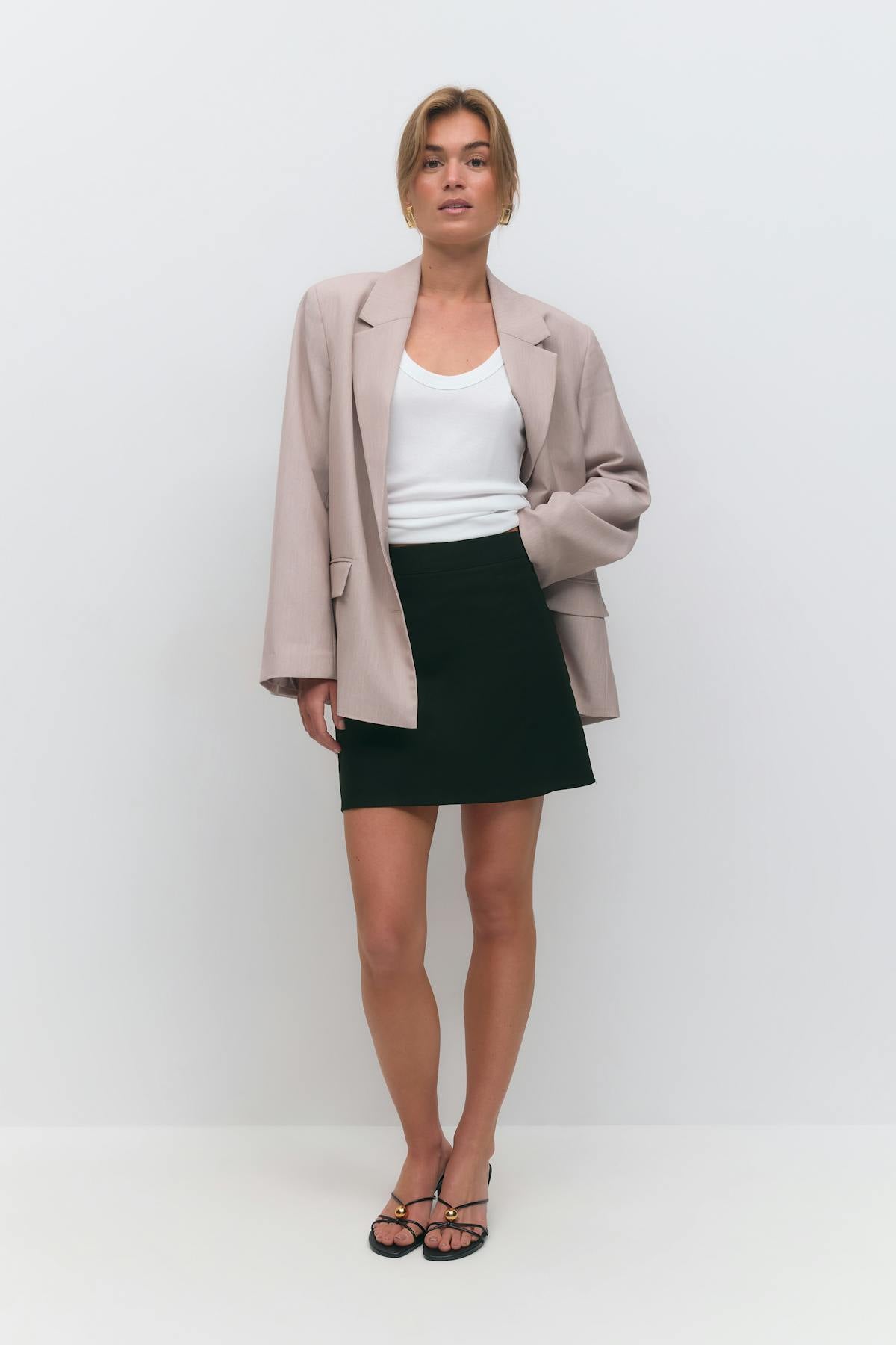 Linen blend mini skirt