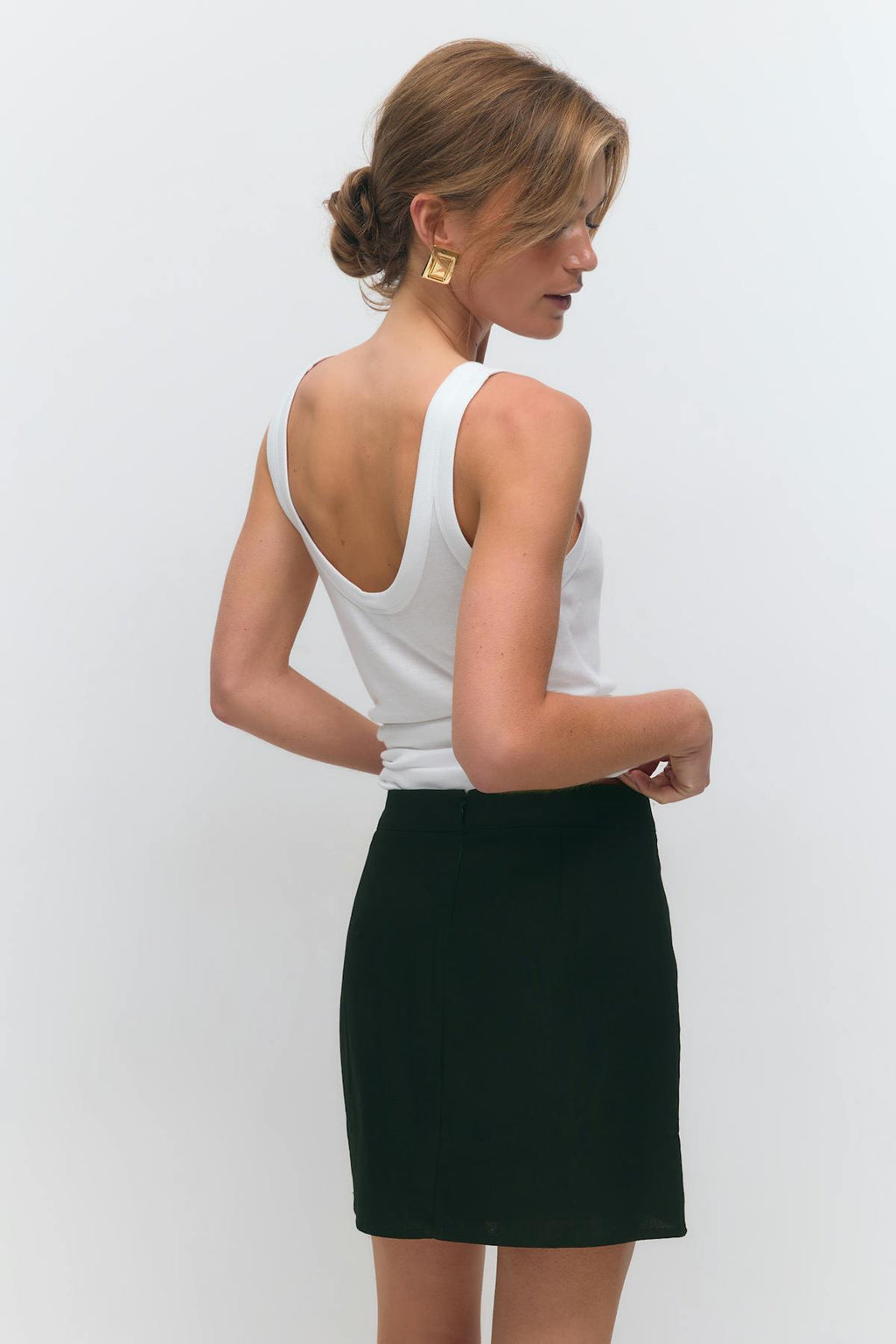 Linen blend mini skirt