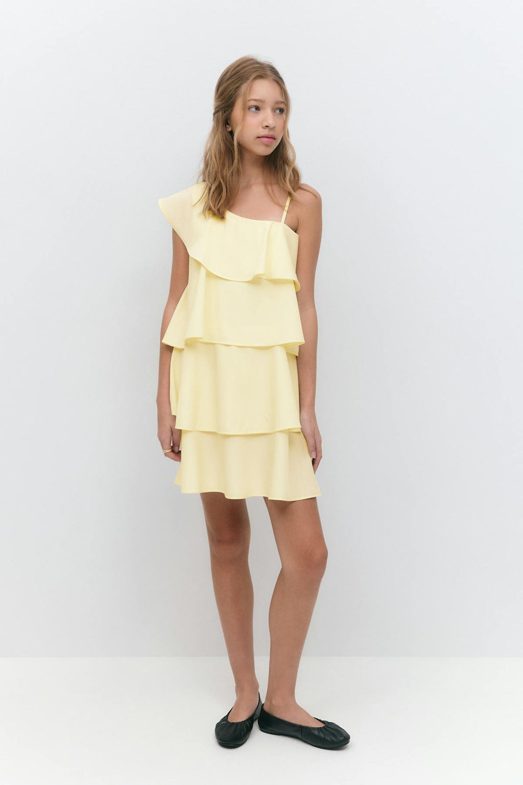 Y one shoulder frill dress