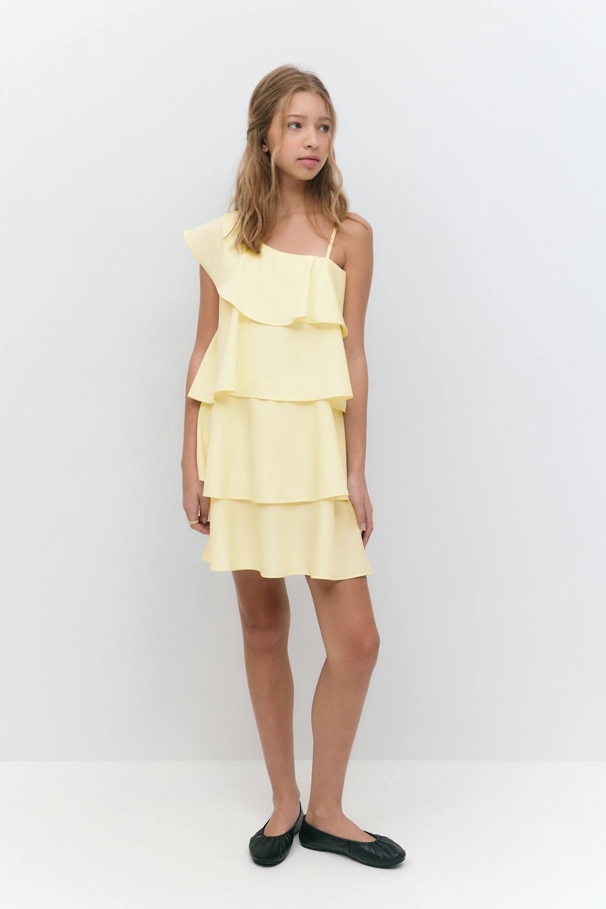 Y one shoulder frill dress