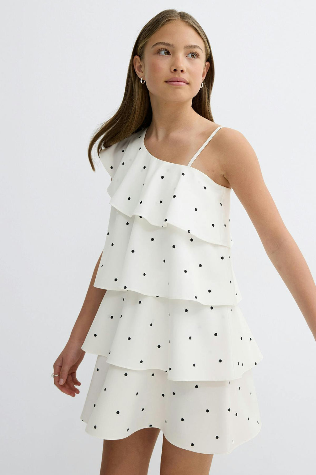 Y one shoulder frill dress