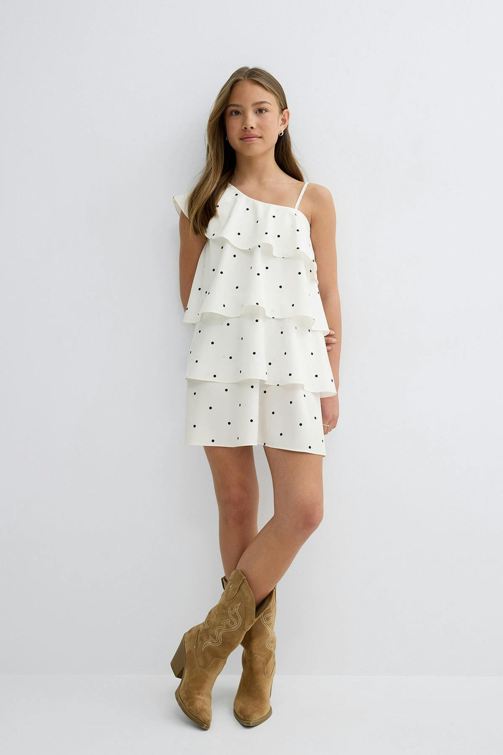 Y one shoulder frill dress