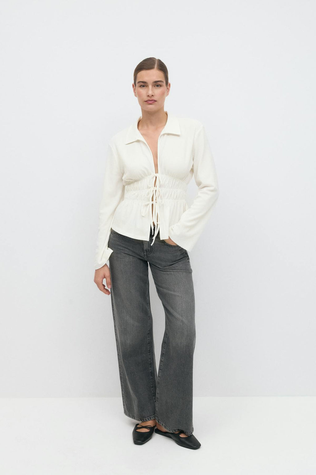 Tie front jersey shirt