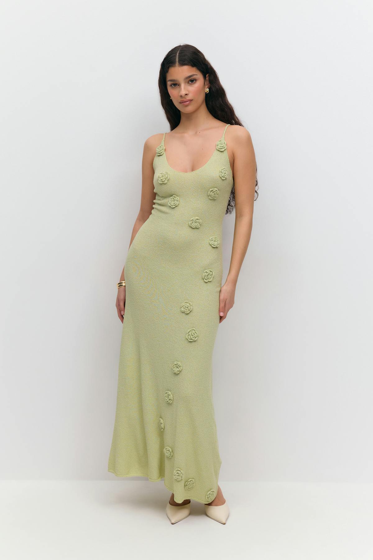 Knit flower maxi dress