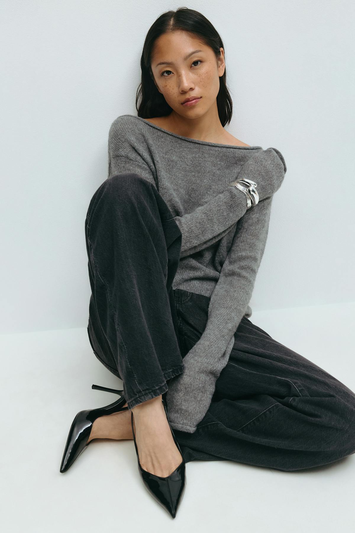 Knitted boatneck top