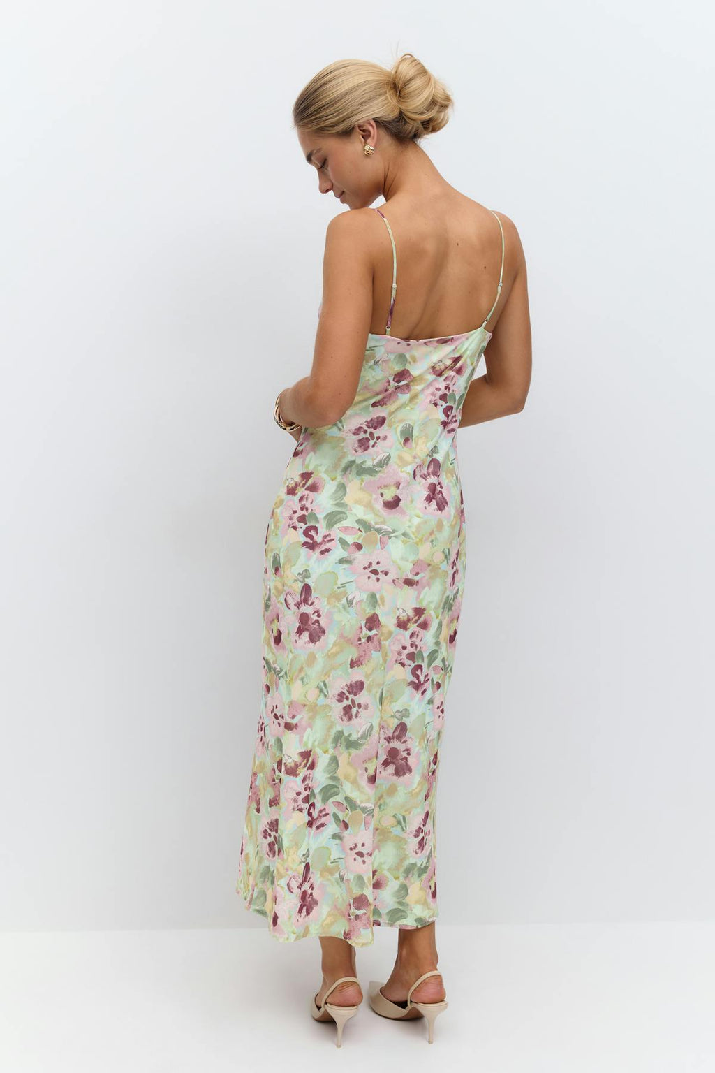 Chiffon cowl neck dress