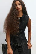 Waist shaped denim vest