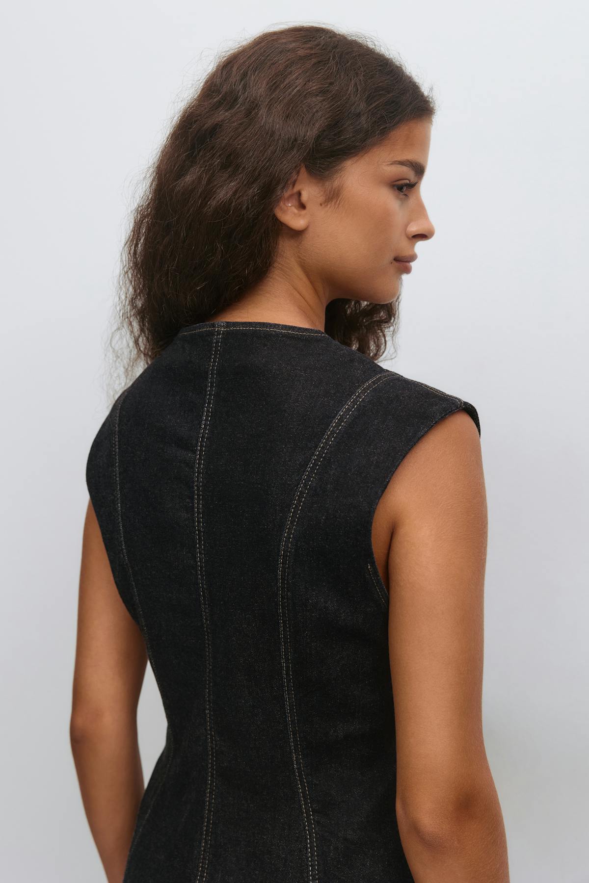 Waist shaped denim vest