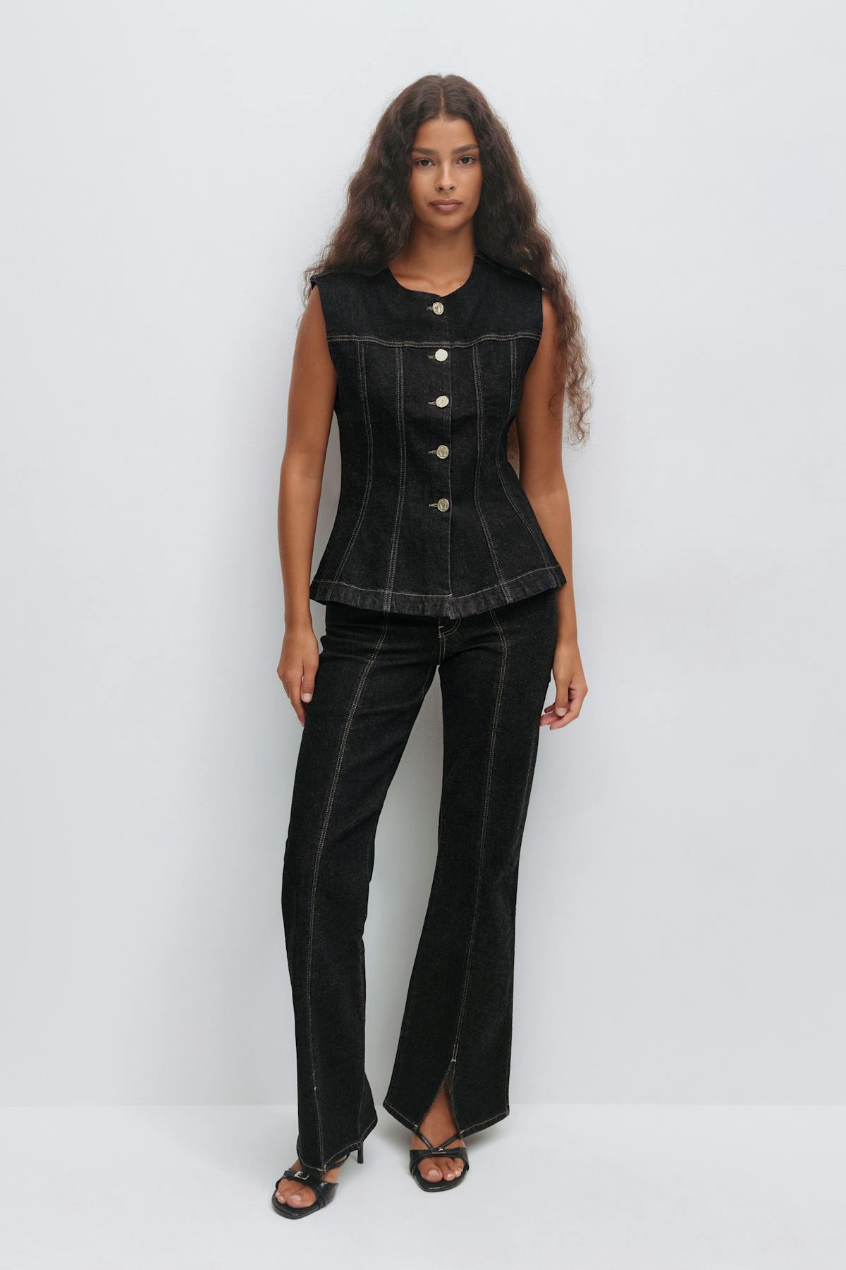 Waist shaped denim vest