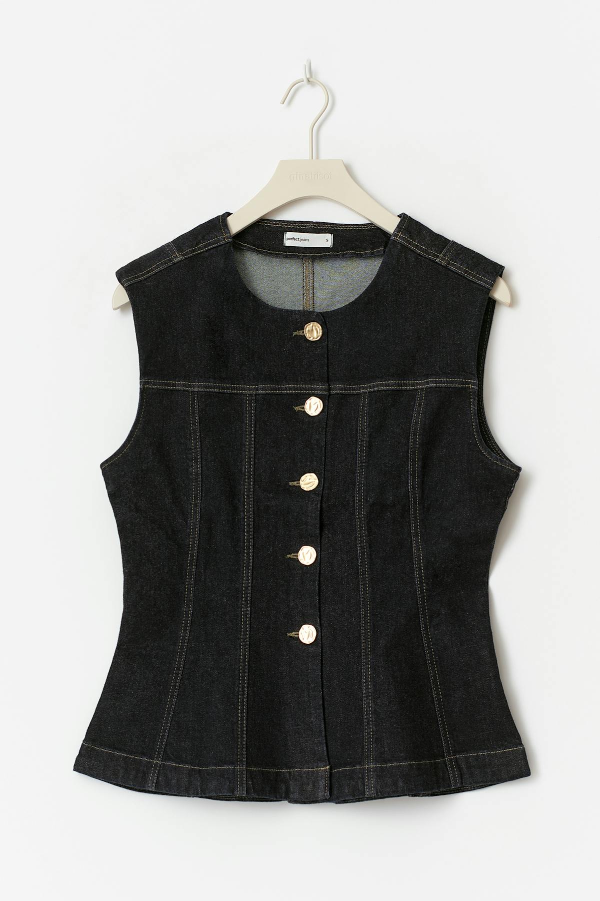 Waist shaped denim vest