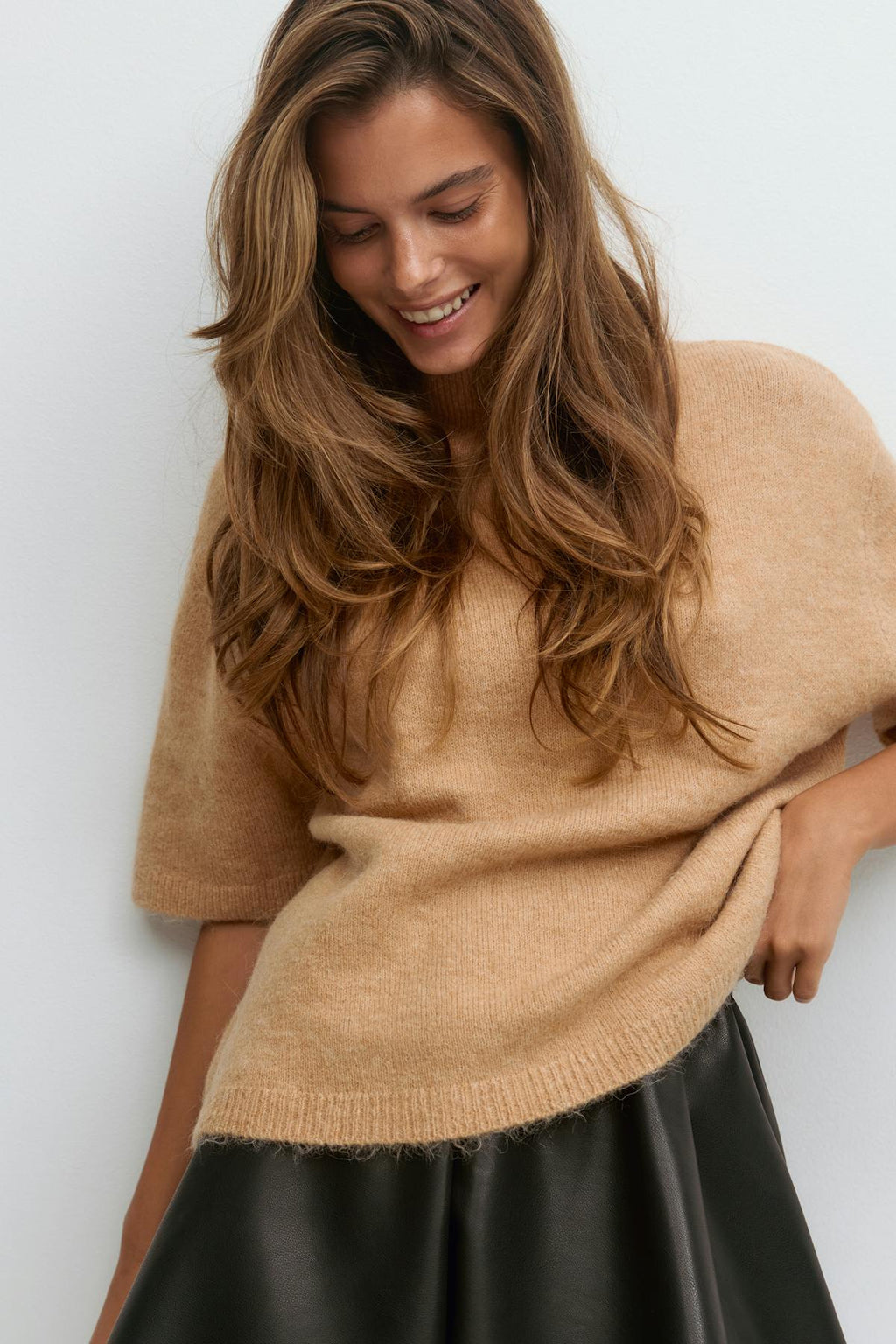 Funnel neck knitted top