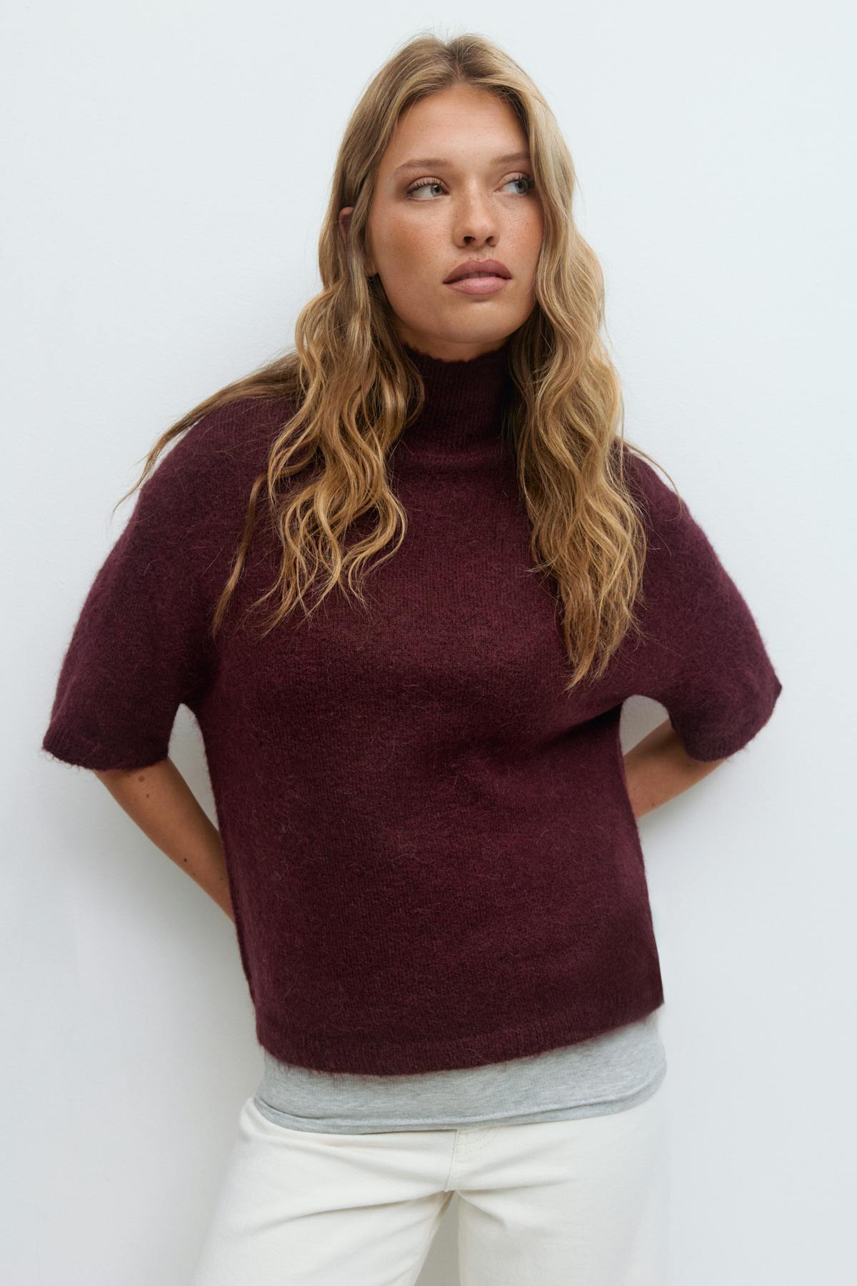 Funnel neck knitted top