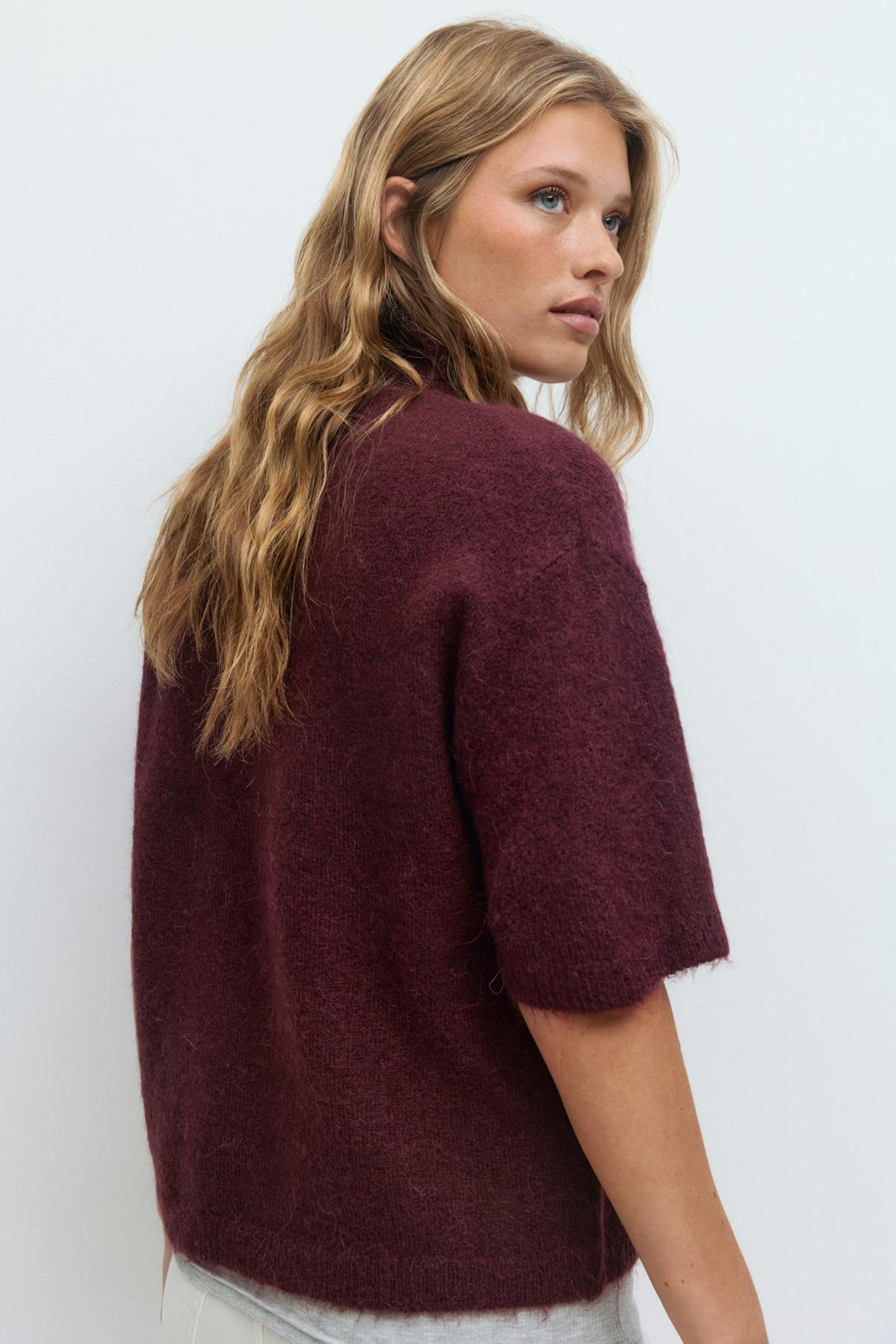 Funnel neck knitted top