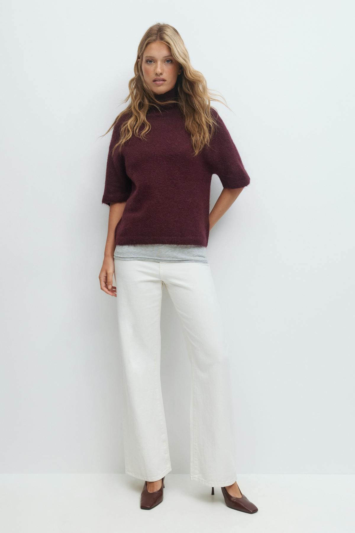 Funnel neck knitted top