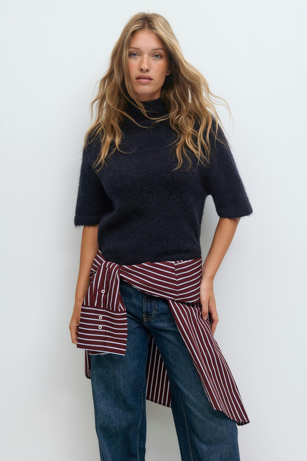 Funnel neck knitted top