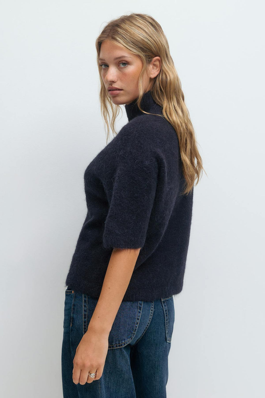 Funnel neck knitted top