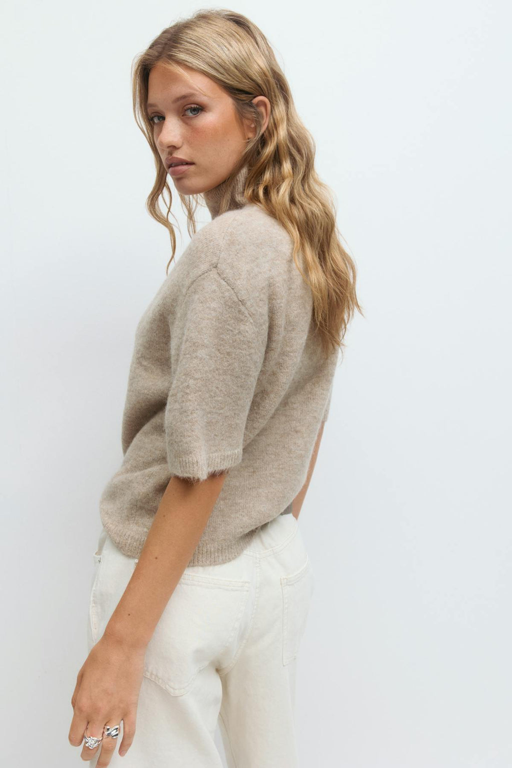 Funnel neck knitted top