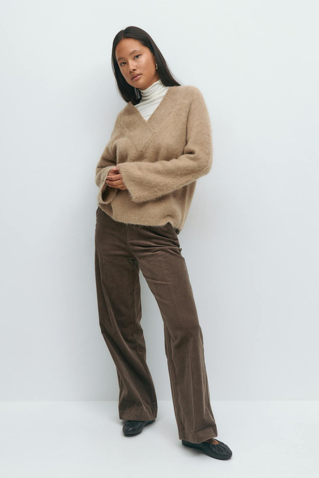 V-neck knitted sweater