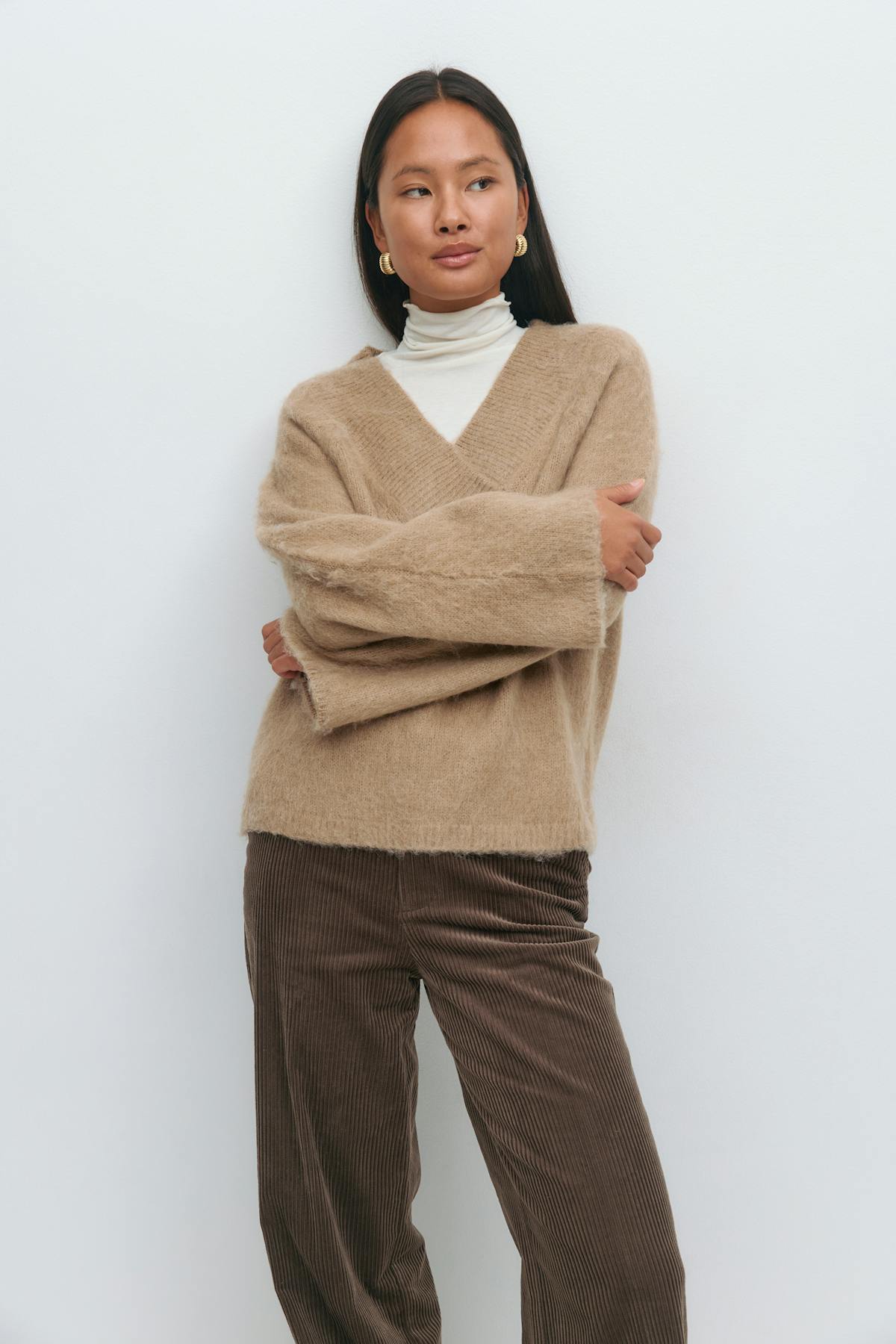 V-neck knitted sweater