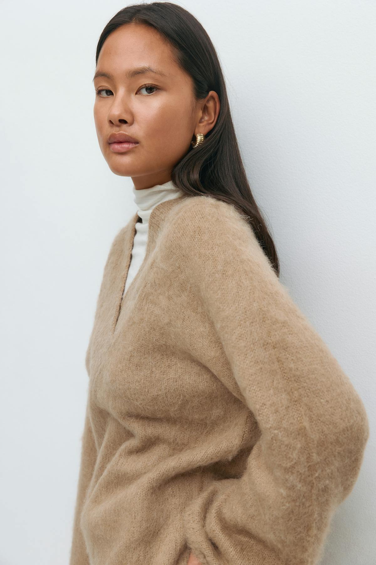 V-neck knitted sweater