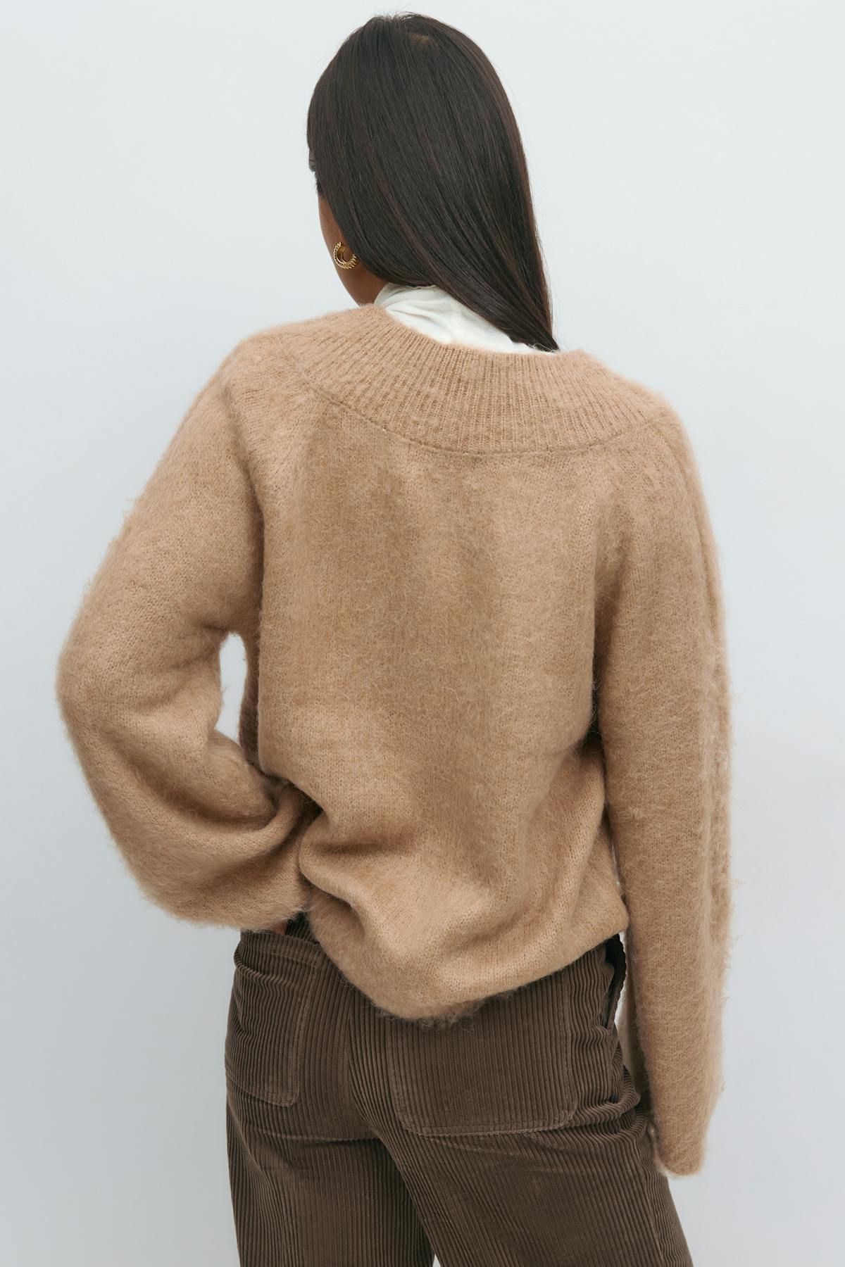 V-neck knitted sweater