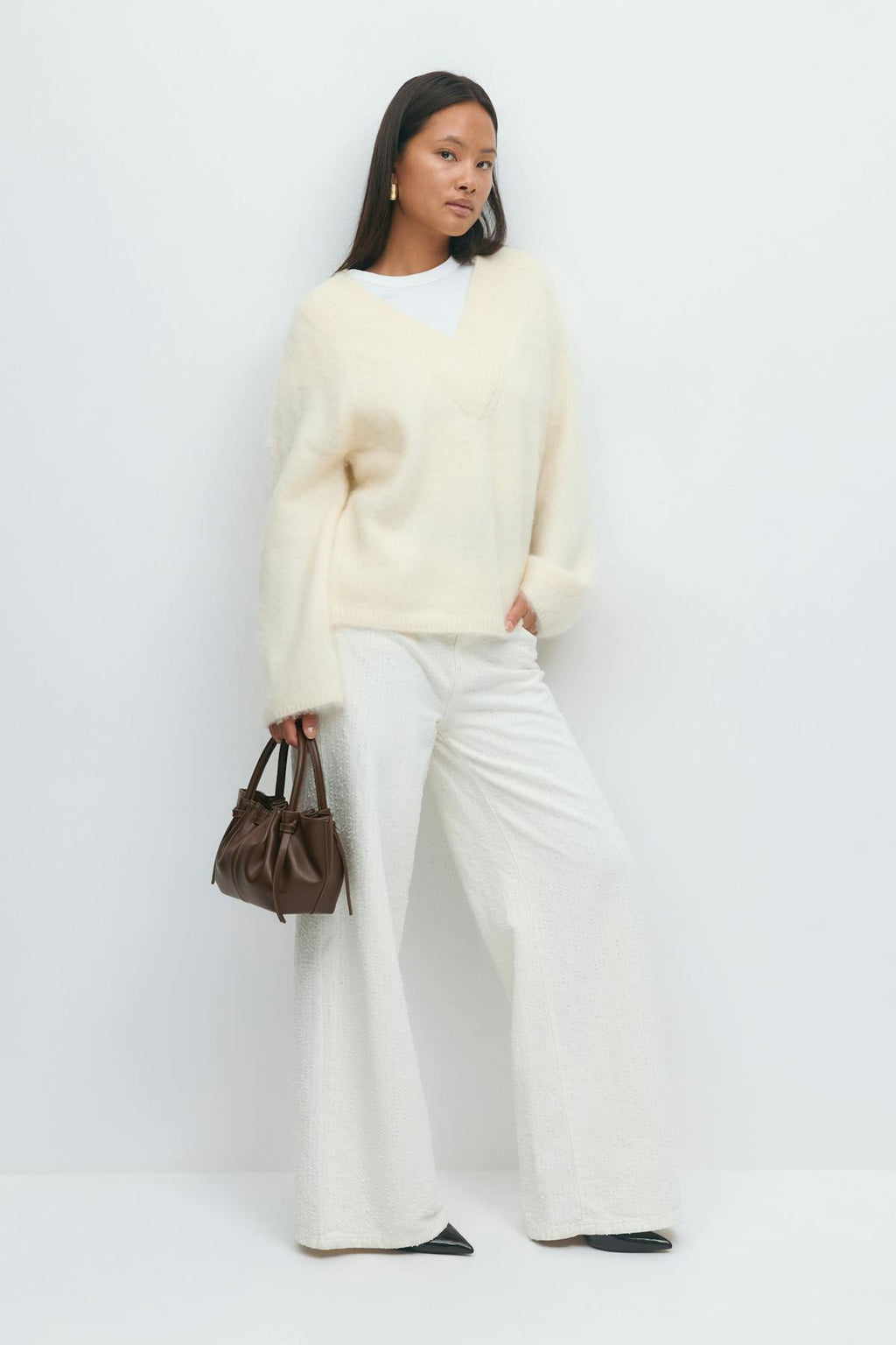 V-neck knitted sweater