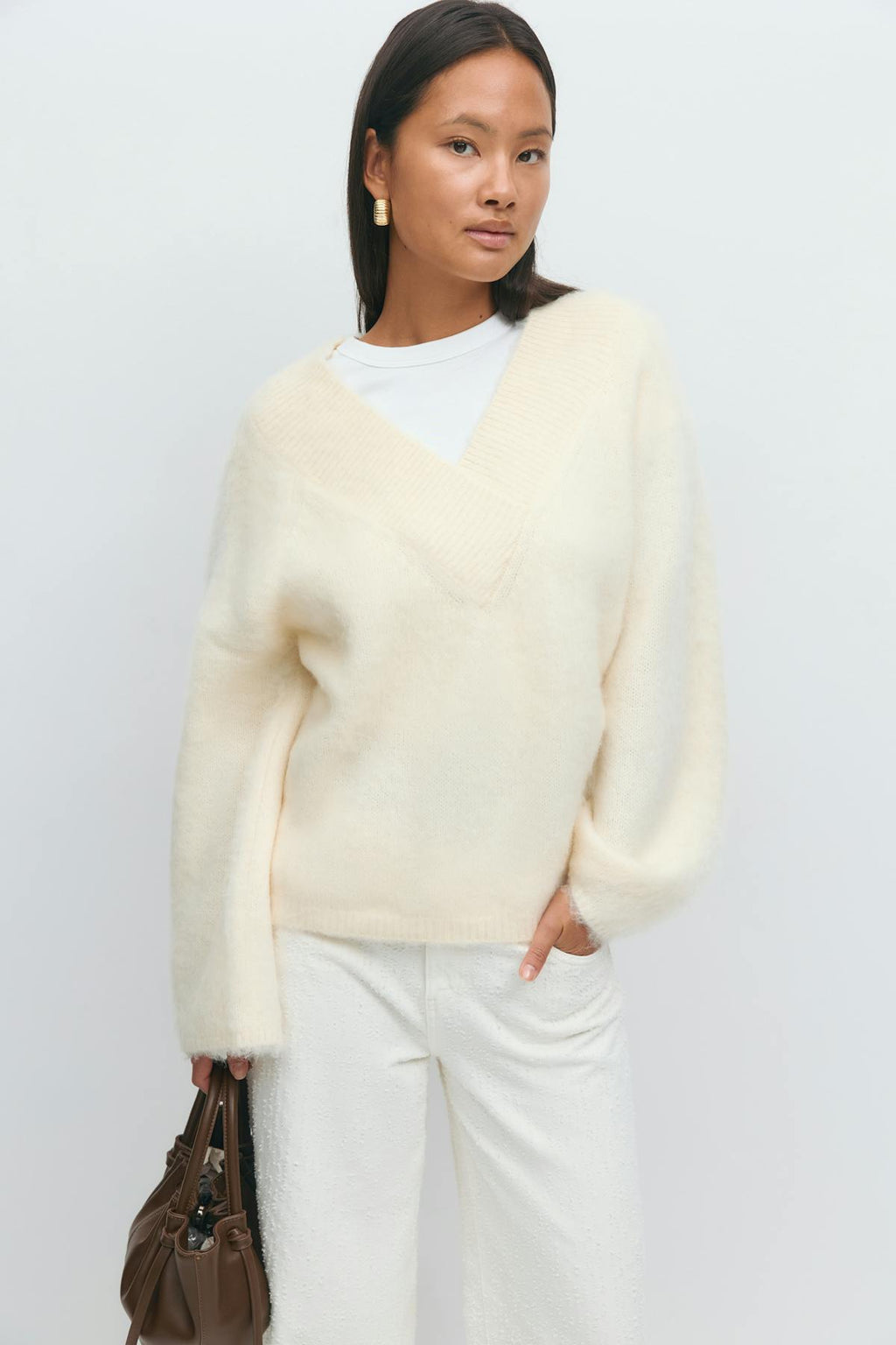 V-neck knitted sweater