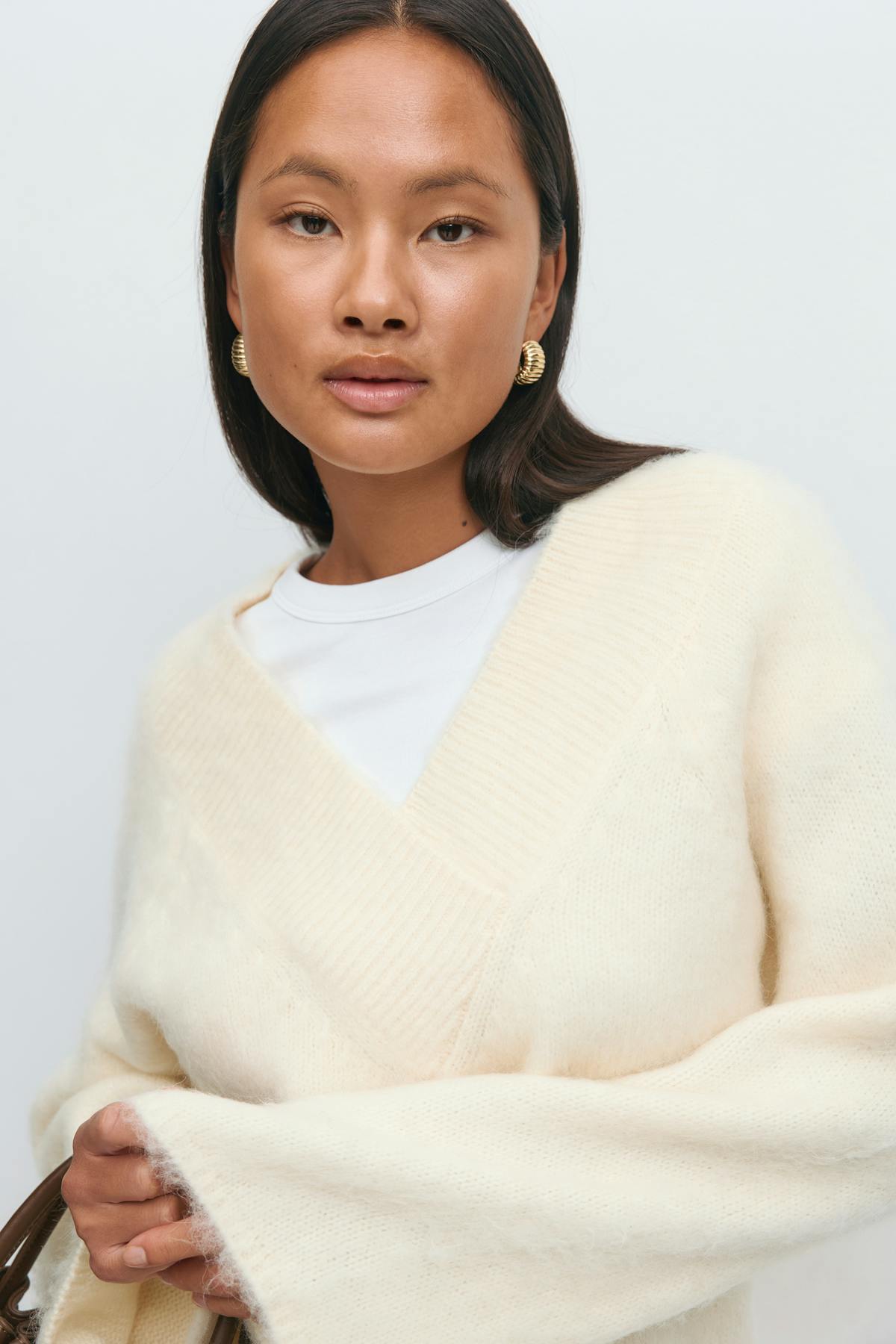 V-neck knitted sweater