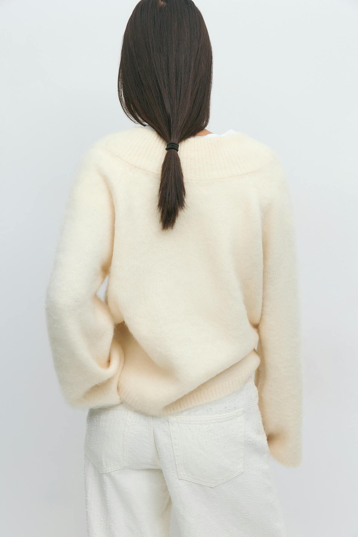 V-neck knitted sweater