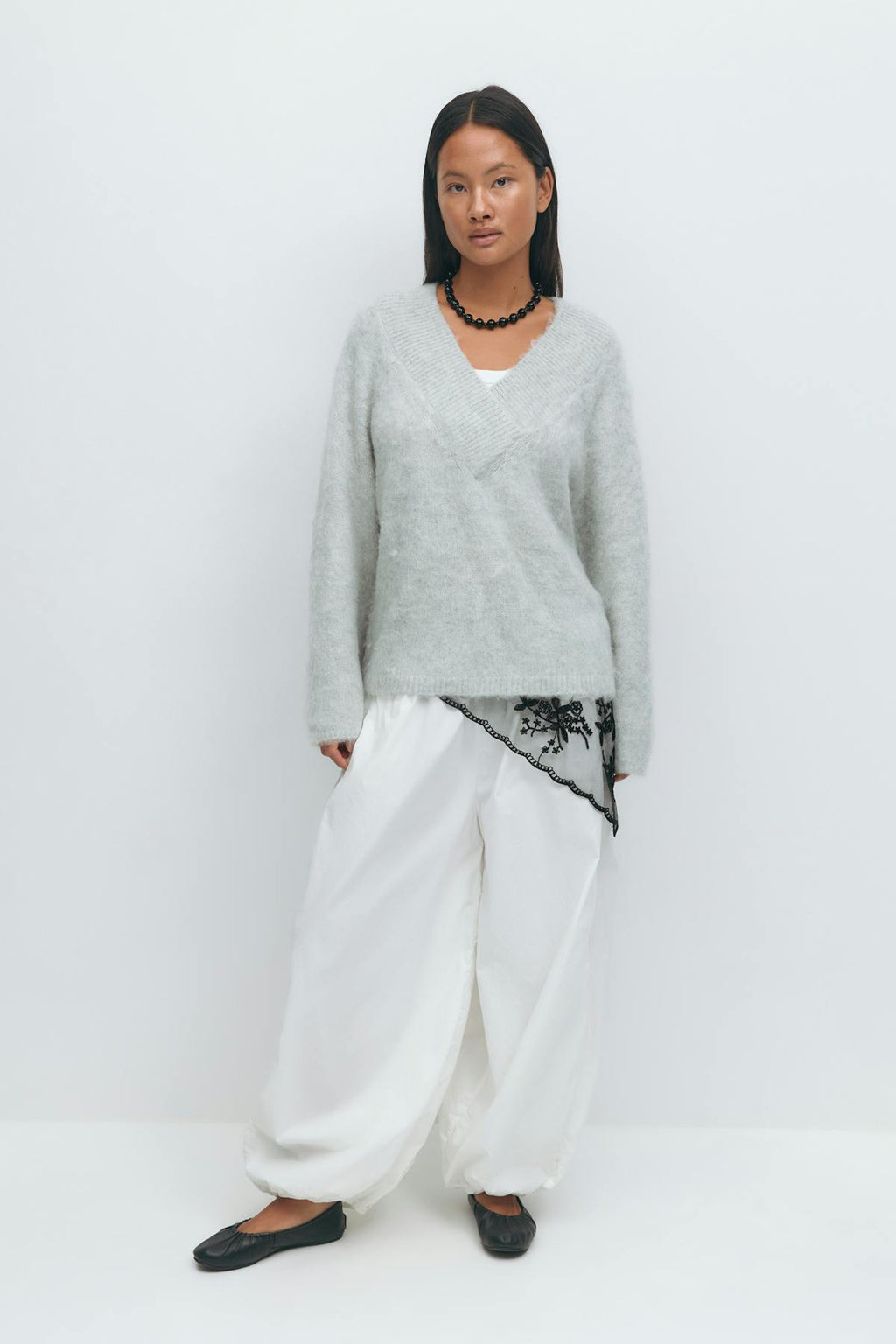 V-neck knitted sweater