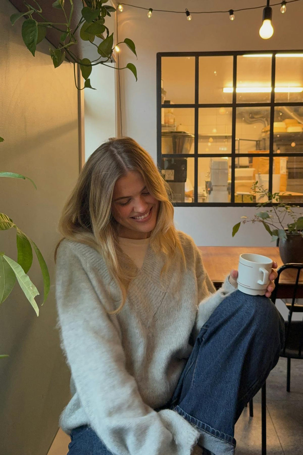 V-neck knitted sweater