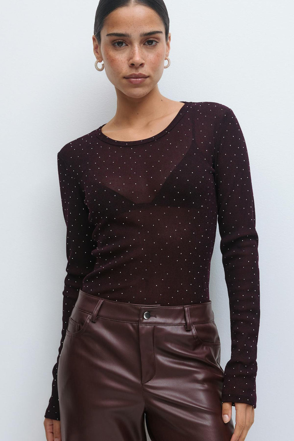 Rhinestone sheer top