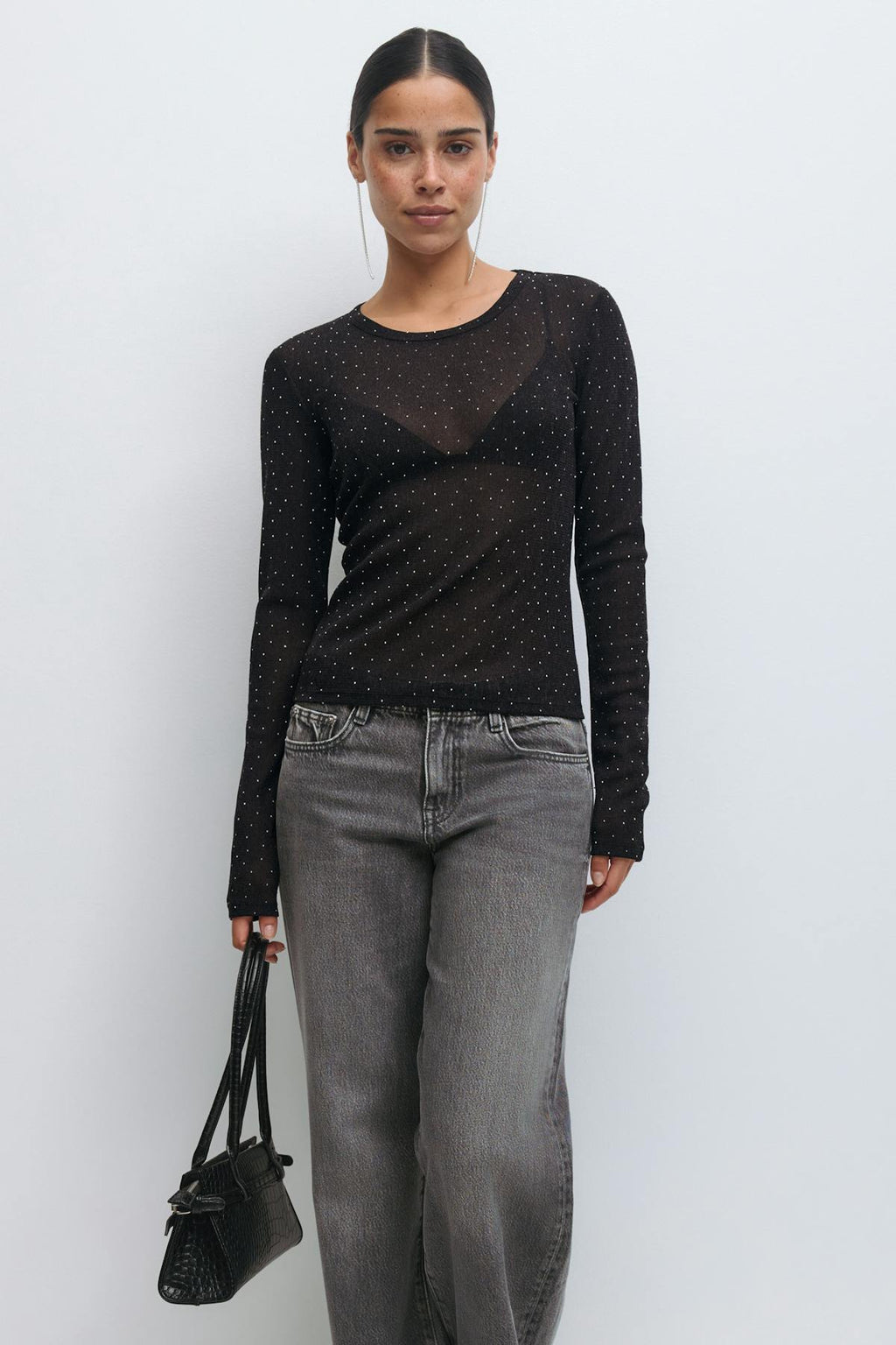 Rhinestone sheer top