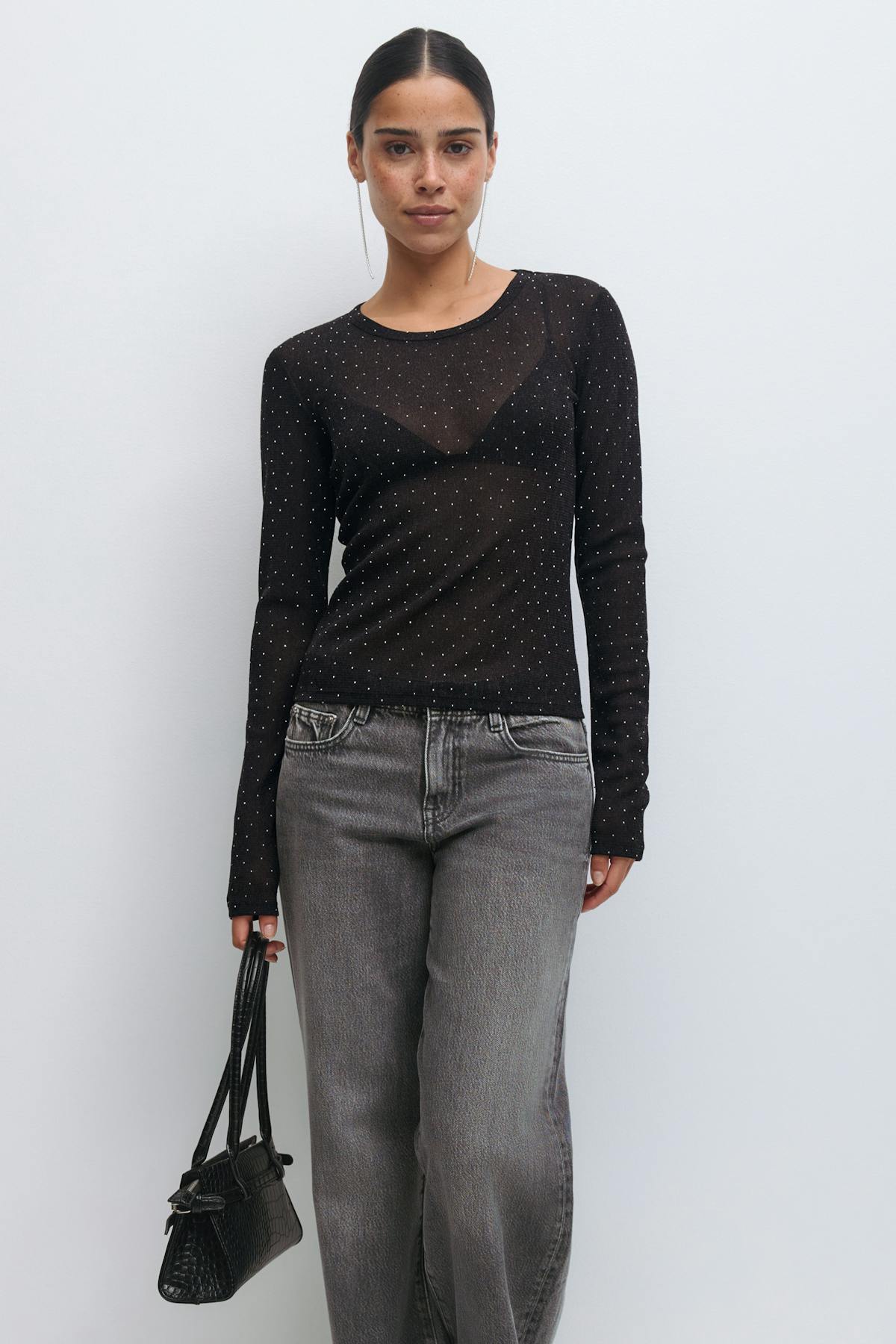 Rhinestone sheer top