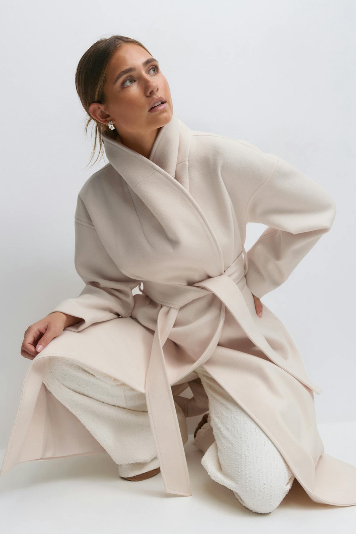 Shawl collar long coat