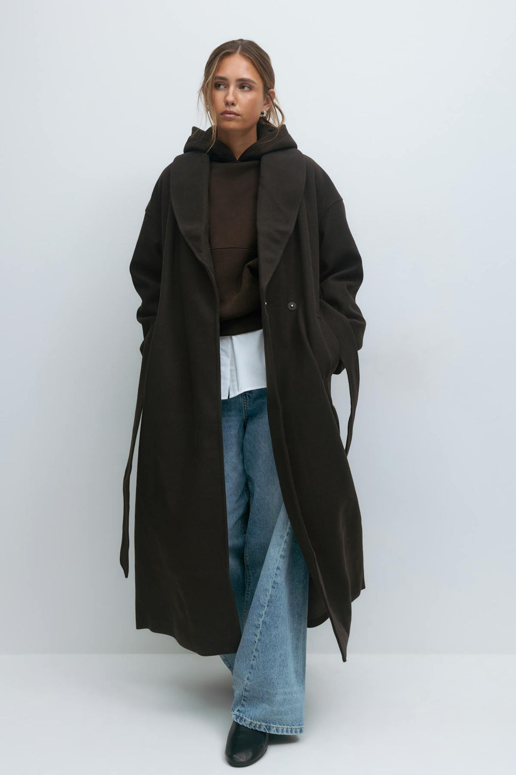 Shawl collar long coat