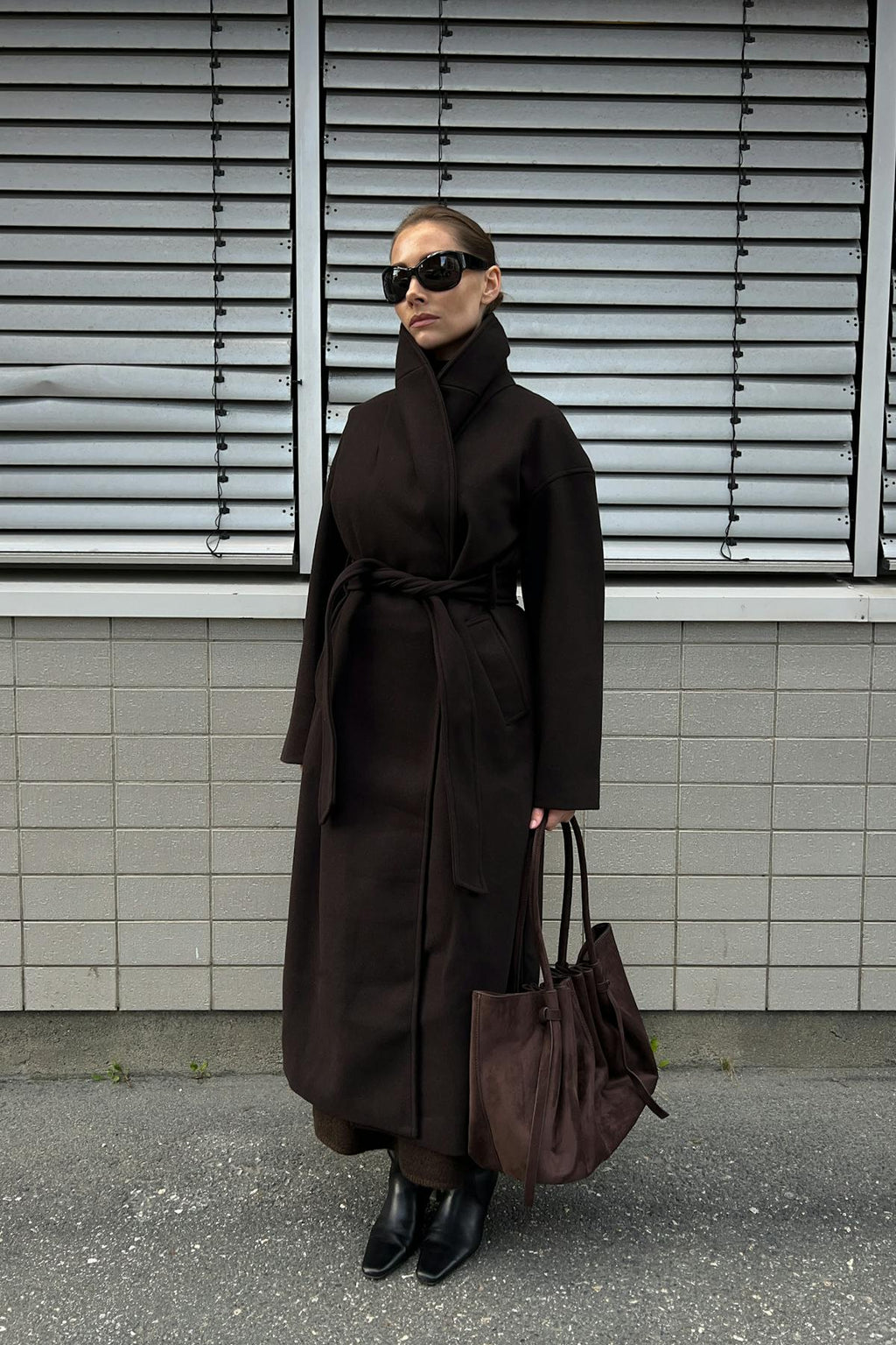 Shawl collar long coat