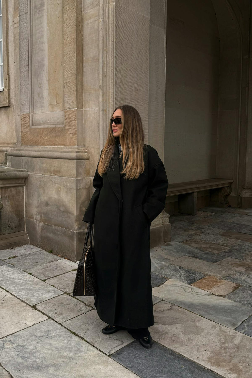 Shawl collar long coat
