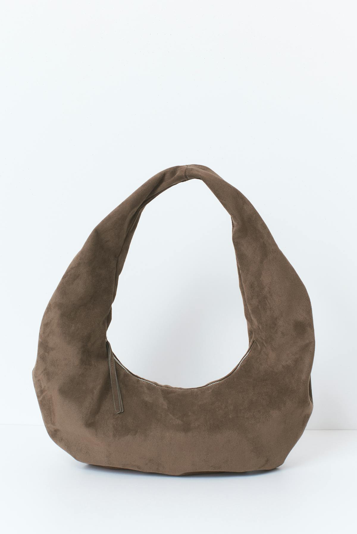 Fake suede circle bag
